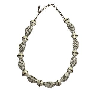 Cream enamel and gold choker necklace